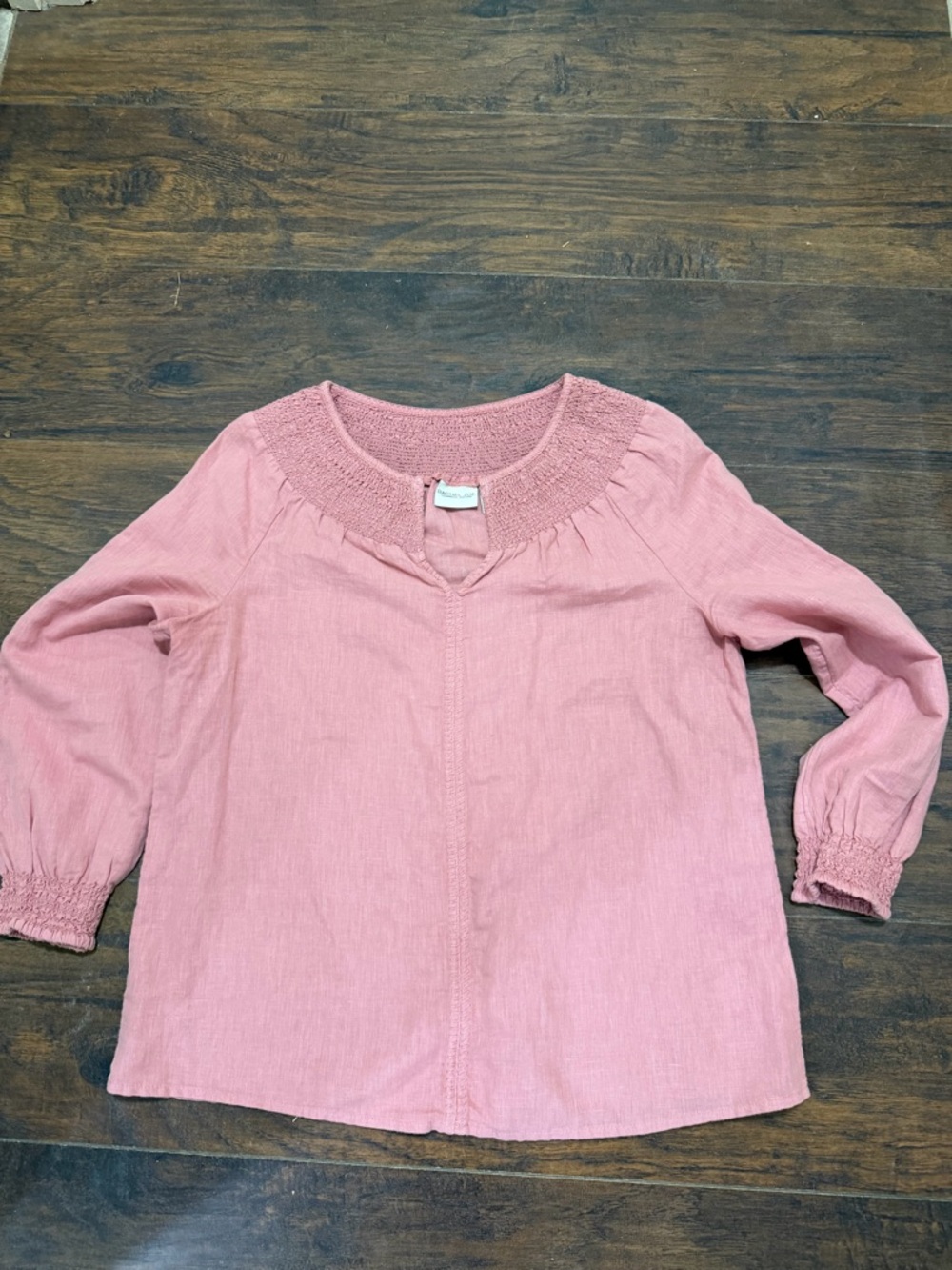 Rachel Zoe Linen Cotton Rose Pink Long Sleeve Top Size XS
